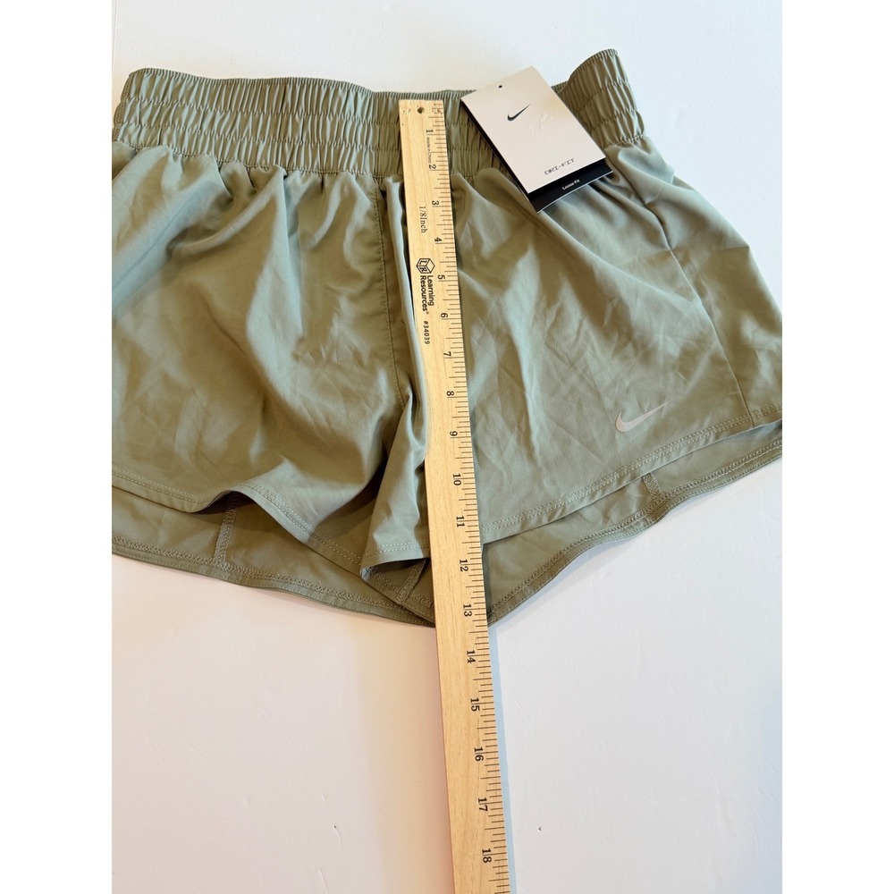 Nike Dri-FIT Loose Fit Running Shorts Olive Green Womens New - Picture 2 of 7